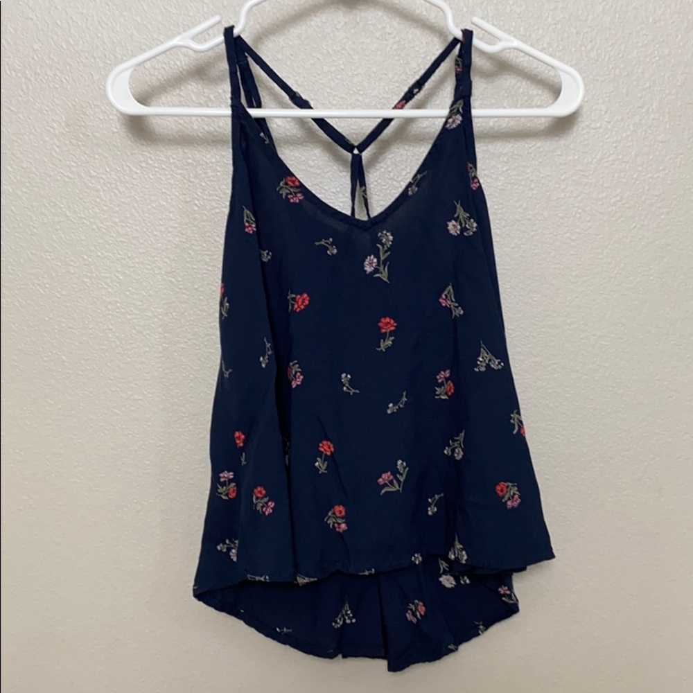 hollister navy floral tank